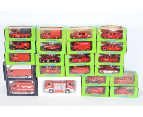 Eligor - A fleet of 22 boxed diecast Fire Engines / Appliances from Eligor. Lot includes Eligor #1151 Chevrolet Corvair LA Co