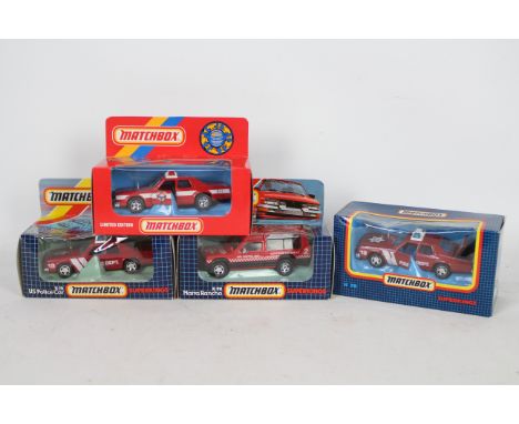 Matchbox SuperKings - Four boxed diecast Matchbox Superkings 'Fire' vehicles. Lot includes K-90 Matra Rancho Aerodrome Fire S