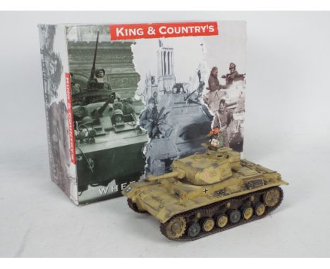 King &amp; Country - A boxed King &amp; Country 'Wheels and Tracks' AK50 Africa Korps 'Panzer Mk.III'. The model appears to b