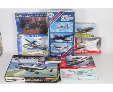 Heller - Airfix - Kader - Revell - 10 x boxed aircraft model kits including Lockheed EC-121 in 1:72 scale, Avro Lancaster Mk1