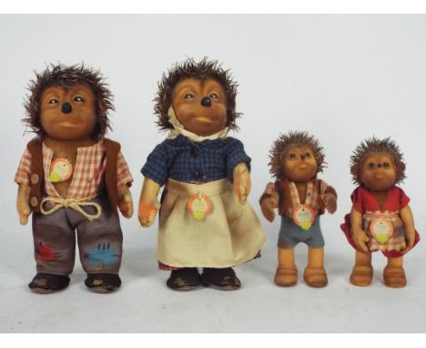 Steiff - A family of four unboxed Steiff hedgehog toys. Lot consists of Mecki, Micki, Macki and Mucki. Figures appear to be i