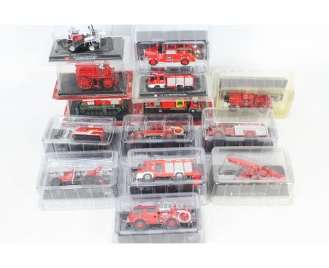 Del Prado - A group of 14 bubble packed Del Prado Fire Brigade models and appliances in various scales. Lot includes 1:80 Sca