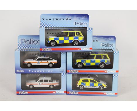 Vanguards - Five boxed diecast 1:43 scale Limited Edition 'Police' vehicles from Vanguards. Lot includes VA09603 Range Rover 