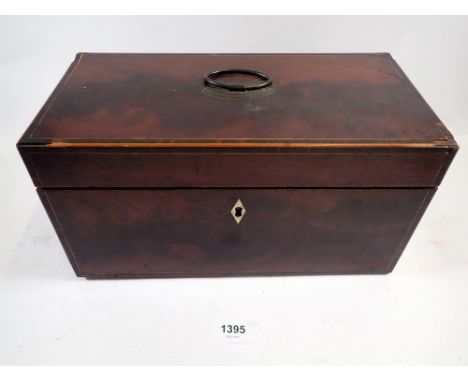 A Georgian mahogany tea caddy, 31cm wide 