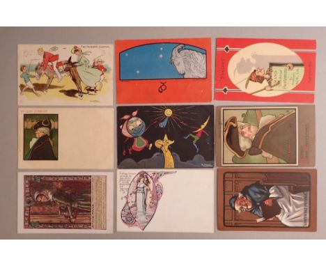 A colleciton of various postcards, mainly humourous and comical inlcuding 'Shadows' by D F &amp; Co of York and two K Hesse H