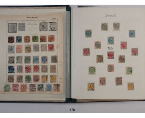 Denmark: Green 'ACME' album of mint &amp; used from 1850s first issue on. Defin, commem, air, Red Cross. Many less common sta