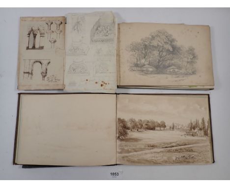 Two Victorian pencil sketch books, one from the Scottish Highlands, some pictures anotated
