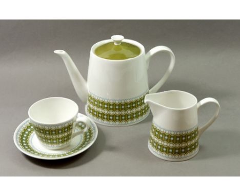 A Royal Tuscan vintage tea and coffee set 'Cadenza' comprising: six cups and saucers, five coffee cups and saucers, six tea p