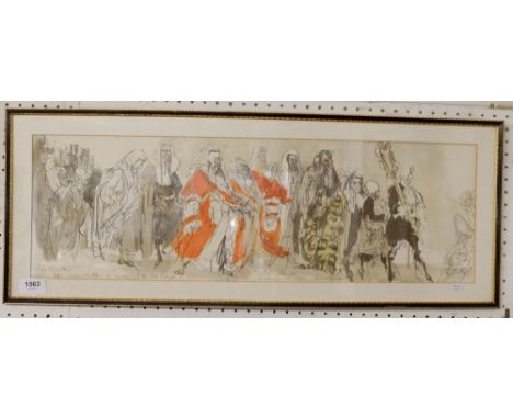 Feliks Topolski -  print of 'The Opening of The Law Courts' at Westminster Abbey, 20 x 64cm 