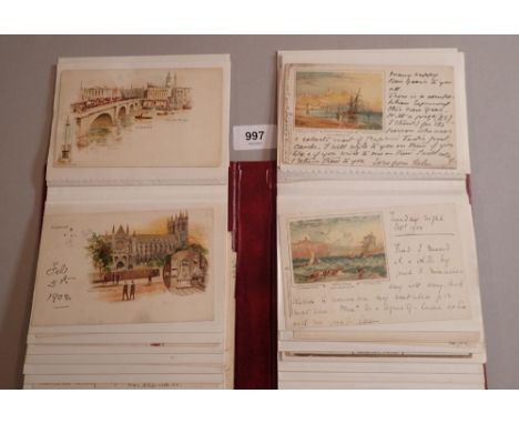 A postcard album mainly Raphael Tuck London scenes, circa 1900s also incluse Whitby, Scarborough, Venice, Kent etc. and a 'Ho
