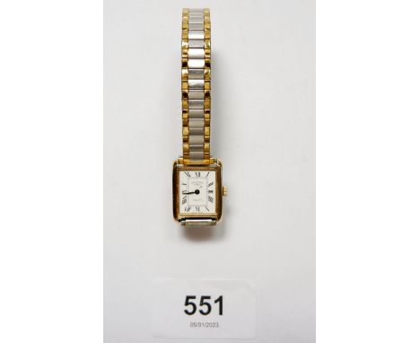 A Rotary 9 carat gold ladies wrist watch on plated strap (lacking glass) 