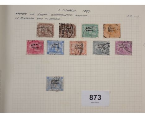 Sudan: Blue inter-leaved album of earliest issues through to early 1980s. Used defin, commem, air, officials &amp; postage du