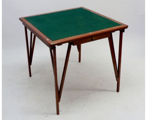 A baize top folding card table, 70.5cm tall&nbsp;