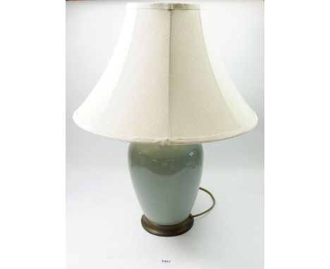 A crackle glazed table lamp, 35cm and shade 