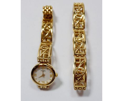 A Rotary gold plated ladies wrist watch and matching bracelet 