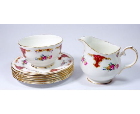 A Duchess floral tea service comprising: six cups and saucers, six tea plates, milk &amp; sugar 