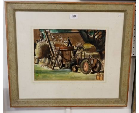 Sydney Horne Shepherd (1909-1993) - watercolour tractor, 27 x 35cm 