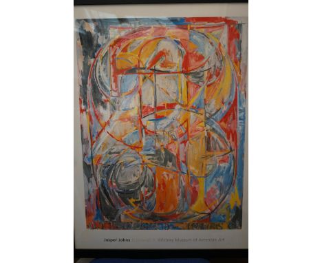 Jasper Johns offset lithograph  0 through 0 Whitney museum of American art 91 cm x 72 cm size including frame 