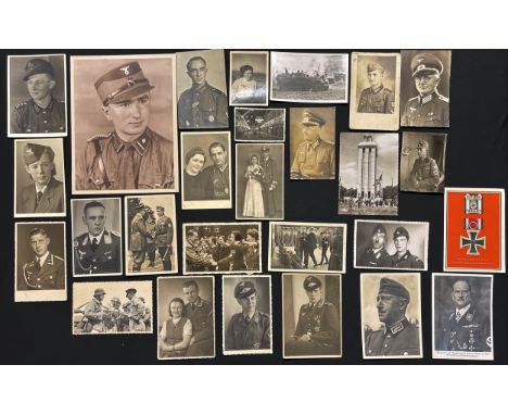 WW2 Third Reich Photographic Postcard collection: 10 Heer, 7 Luftwaffe, 11 Political / Misc. Large SA Portrait photo size app