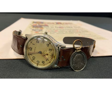 WW2 British Moeris 'ATP' Military issue stainless steel gentleman's wristwatch, silvered dial with Arabic numerals, luminous 