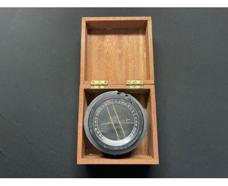 WW2 British RAF P8 Aircraft Compass, serial number 96294H. AM ref no. 6A/0726, as used in Spitfires.  In a contemporary woode