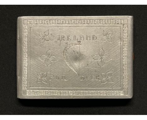 WW2 Irish Republican Army Internee Aluminium Trench Art Cigarette Case, inscribed to the front "Ireland For Ever" along with 