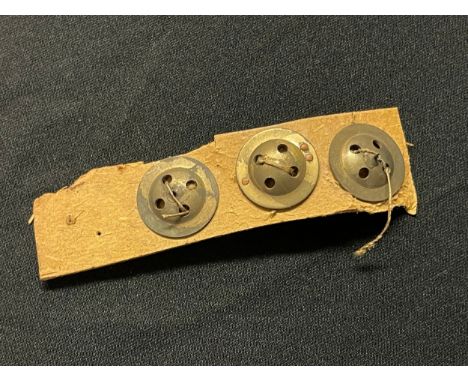WW2 British Fly Button Escape Compass. Unissued and still sewn onto original cardboard backing. Three examples. 