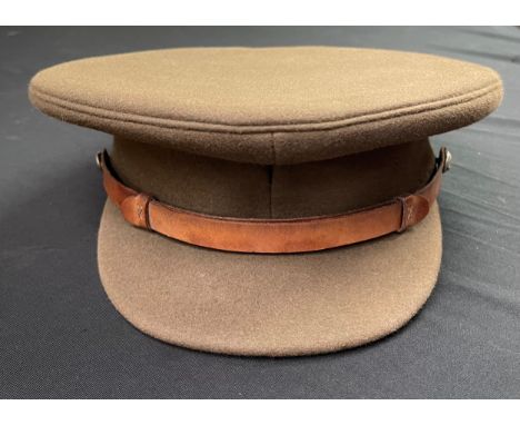 British Army Ox &amp; Bucks Light Infantry Service Dress Cap. No cap badge. Ox &amp; Bucks buttons to brown leather chinstrap