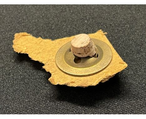 WW2 British Fly Button Escape Compass. Unissued and still sewn onto original cardboard backing with protective cork over the 