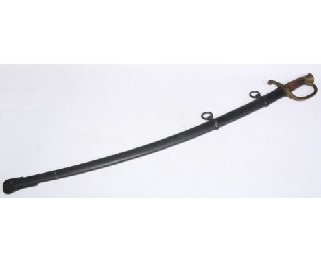 US 1860 Pattern Light Cavalry Sabre with curved fullered single edged blade 806mm in length, makers marked to the ricasso "Em