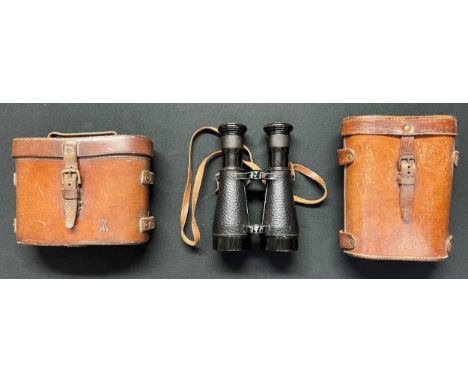 WW1 British Binoculars, French made by "Lemaire Fabt. Paris" WD Broad Arrow marked along with "53 38985" complete with neck s