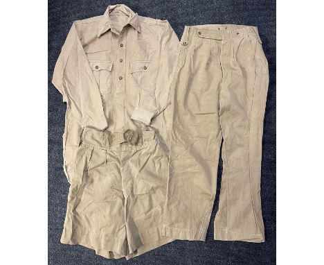 WW2 British Army Khaki Drill Officers Shirt dated 1942 by "N&amp;W Ltd". Provision for slip on shoulder straps. And a pair of
