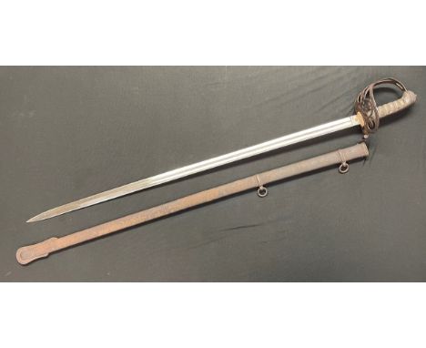 Victorian Light Infantry Officers Sword with single edged fullered etched proof blade maker marked "Henry Wilkinson, Pall Mal