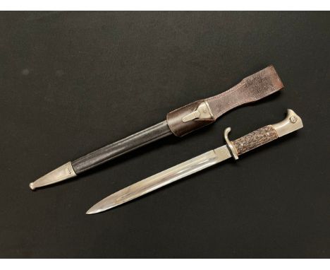 WW2 Third Reich Reichsfinanzverwaltung RFV Customs Officials Bayonet with 255mm long fullered single edged blade. Makers trad