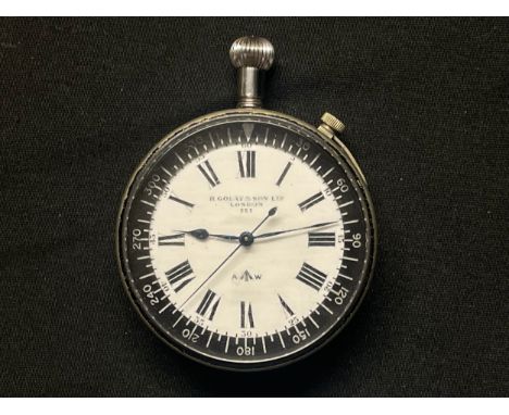WW2 British Royal Naval Fleet Air Arm issue chrome cased deck watch, the enamel dial with Roman numerals and outer Arabic num