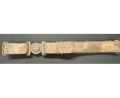 Boer War British Army leather belt with Queen Victoria Crown lion over crown brass 'Dieu et Mon Droit' general service buckle