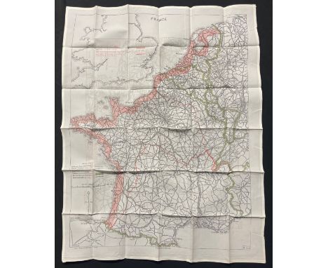 WW2 British RAF Silk Escape Map of France and Germany. Code letter 9C(a) / 9U/R. Double sided. 