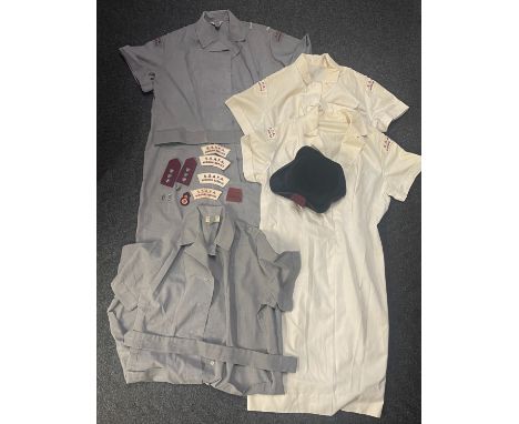 1960's SSAFA Nurses Archive to Sister Olive Summers: Two grey dresses, two white dresses, spare shoulder titles, cap badge pl