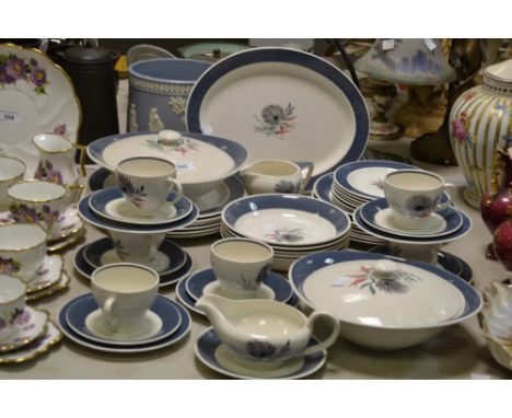 Ceramics - a Susie Cooper, Blue Dahlia pattern part tea and dinner service