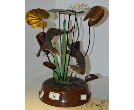 A Border Fine Art model, Otters Playing, certificate 