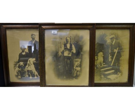 An Edwardian over painted photograph, portrait, gilt frame;  others Military, family photograph, all framed (5)