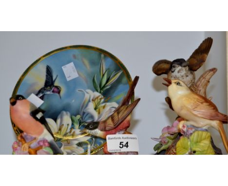 A Royal Worcester model of a Bullfinch, others, American Robin, Nightingale; a collectors plate depicting Hummingbird and Lil