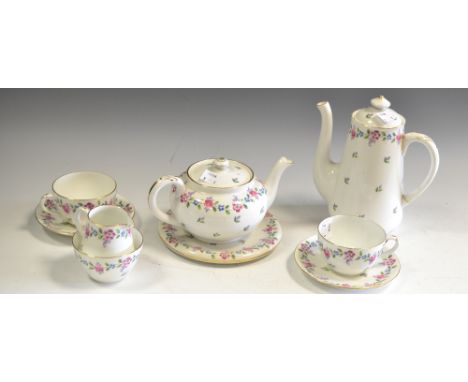 A Shelley Pottery tea for two  set, Chatsworth pattern comprising 2 cups, 2 saucers, 2 side plates, teapot,hot water pot;  et