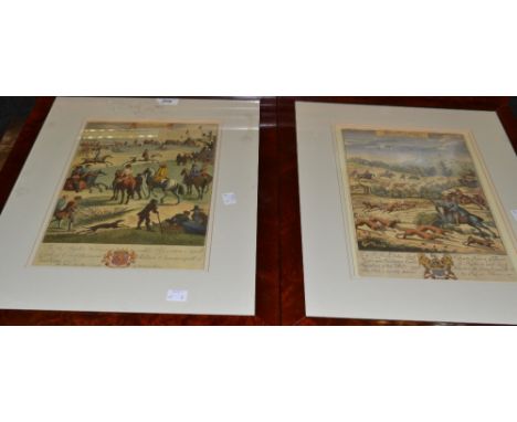 A framed coloured lithograph print Horse racing; 
another Hunting Hare (2)