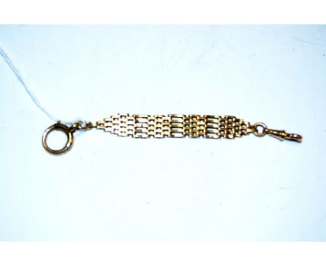 A 9ct gold bar bracelet fob chain, 11g