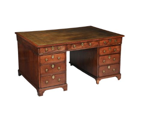 A GEORGE II MAHOGANY PARTNER'S PEDESTAL DESK CIRCA 1750 75cm high, 143cm wide, 101cm deep  Provenance: Christopher Gibbs  By 