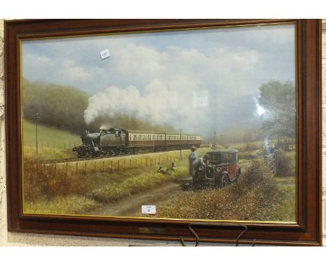 After Don Breckon, 'Day Trip', a framed coloured print, 49 x 74cm and other pictures and prints.