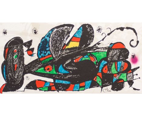 JOAN MIRO, 'Miro-Sculptor, Iran', lithograph in colours on heavy Guarro paper, 1974, edition of 1500, 20cm x 40cm, framed and