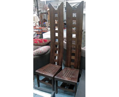 'JINYING' TALL KING AND QUEEN CHAIRS, a pair, ladder back, each 45cm W x 45cm D x 181cm H. (2) (with faults)