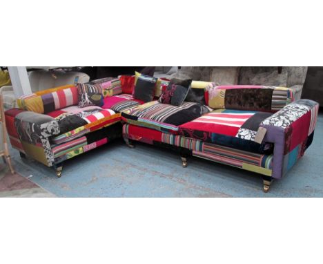 CORNER SOFA, by Squint in multicoloured patchwork fabric, cost £6200 new.